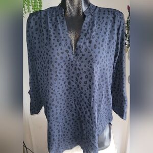 Lush Dark Grey and Black Leopard Print Blouse M